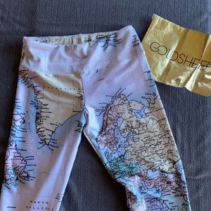 Goldsheep Yoga Leggings - world map motif